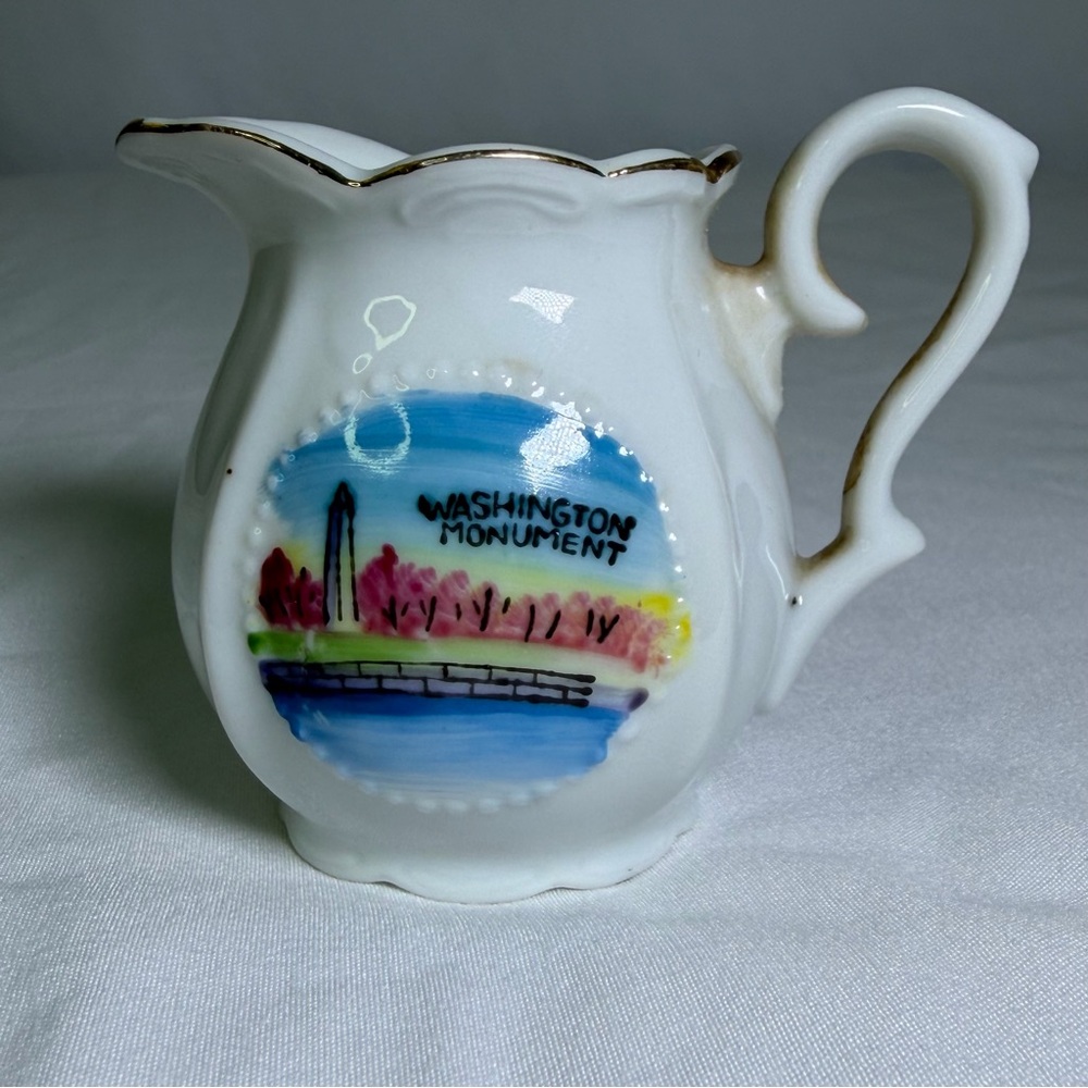 Vintage Ceramic Nico Japan Washington Monument Miniature Pitcher Travel Souvenir